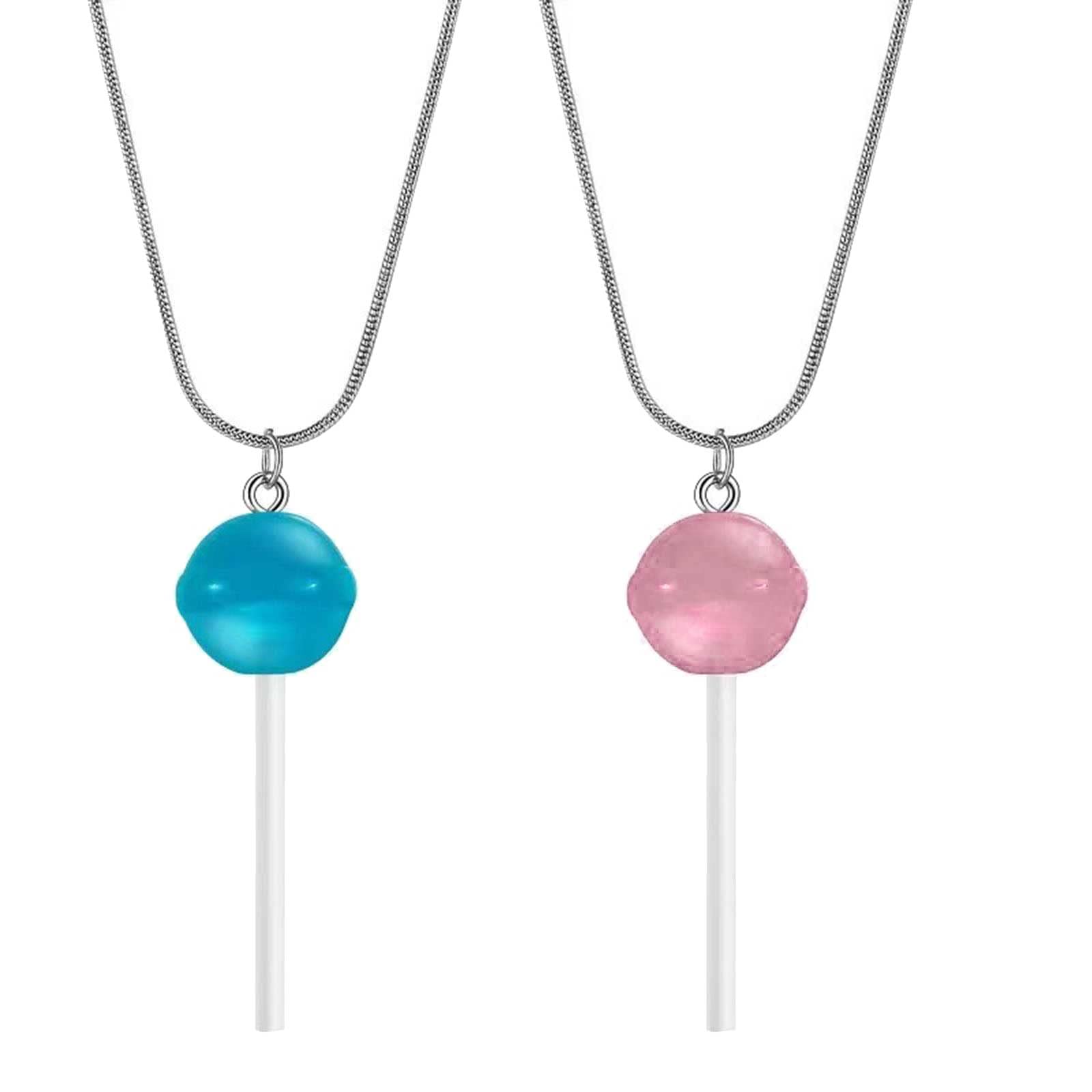 LUOFENG Pendant Necklace,Lollipop Pendant Necklaces Lollipop Shaped Pendant Necklaces Jewelry Resin Material Birthday Gift for Women Men Girls