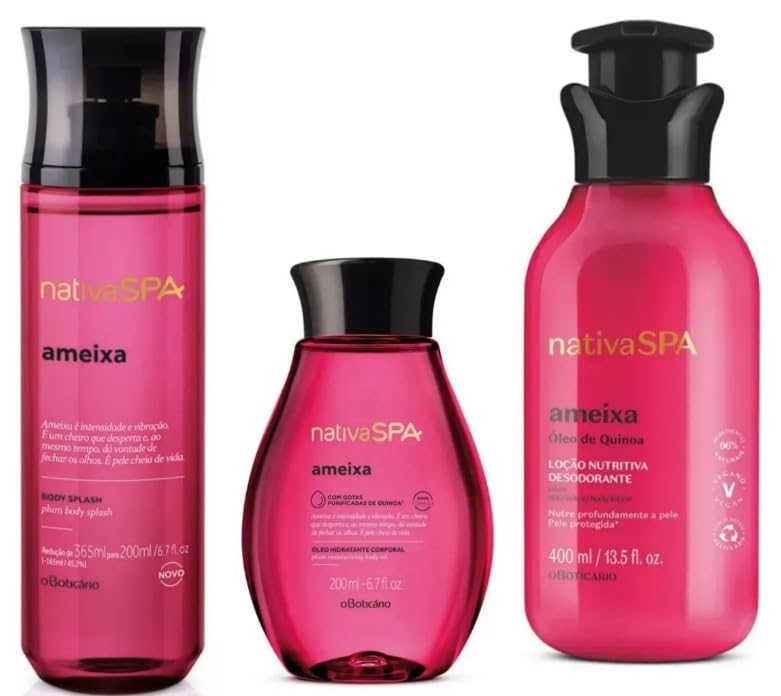 Kit Nativa Spa Ameixa: Body Splash 200ml + Loção Hidratante Corporal 400ml + Óleo Corporal 200ml