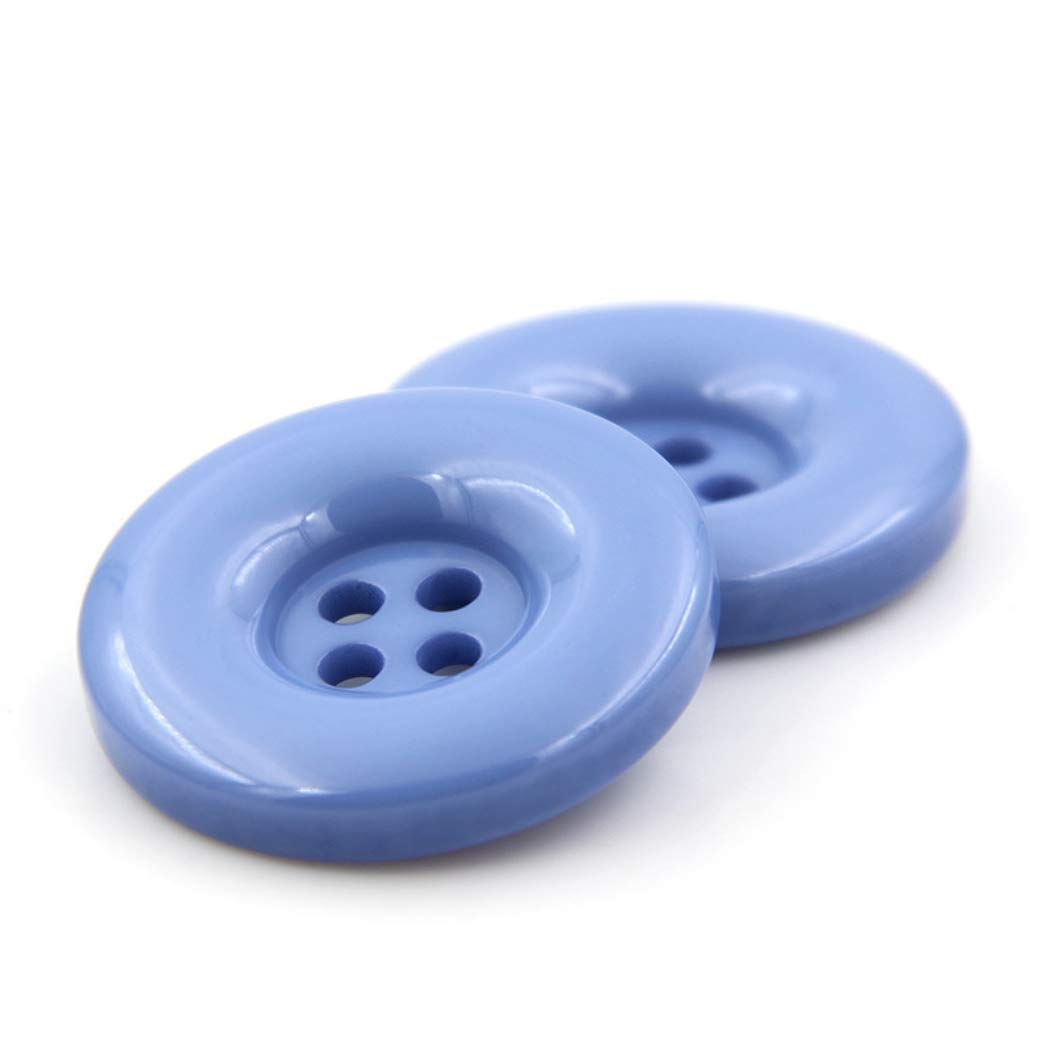 WaNana Multicolor Resin Buttons - Round 4 Holes, Various Sizes (Blue, 25mm/1.0''-20Pcs)