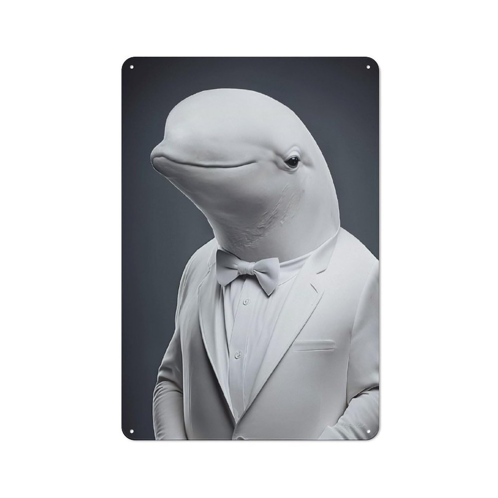 For Hobby Room Or Studio, Beluga Portrait Retro-style Tin Sign 30x20cm, for Room Styling Across Hobby Rooms And Studios