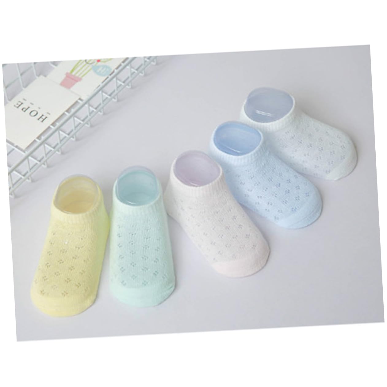 JEWEDECO 5 Pairs Baby Kids No Show Ankle Socks Breathable Mesh Socks for Toddlers (3-5 Years