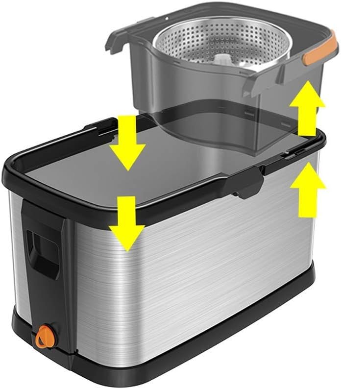 電子モップ ダブルドライブ ハンズフリー モップバケツ 厚み増しホイール 節水 ステンレススチール メタルバスケット 回転モップ モ