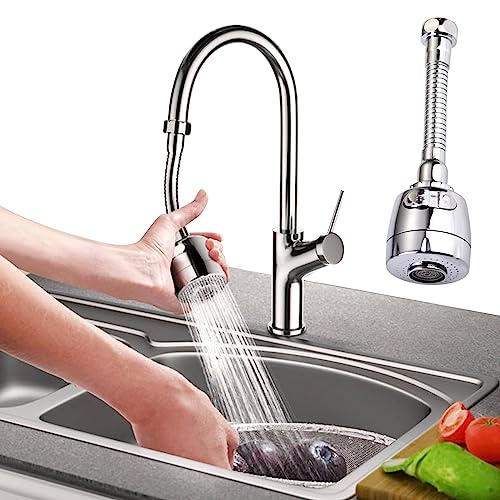 Kitchen Bathroom Sink Faucet Extender Tap Aerator Spray Head Adapter 360° Swivel Water Saving 2 Modes, 1 Pack