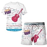 Musikinstrument Gitarre 3D-Druck T-Shirt und Shorts Set Damen/Herren 2-teiliges Set Sommer...