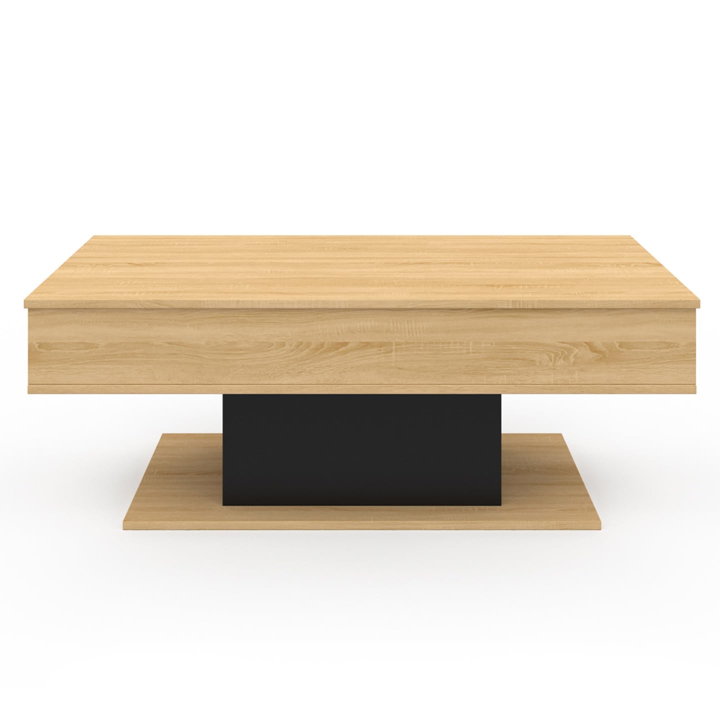 IDMarket - Tavolino rettangolare alzabile in legno e nero EDEN