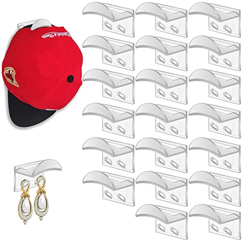 Hat Hooks For Wall, (20-Pack) Upgraded Adhesive Hat Racks For Baseball Caps No Drilling Strong Multi-Functional Baseball Beach Cap Hanger Ornaments Hat Organizer For Wall Closet Shop Display, Clear #TOP7