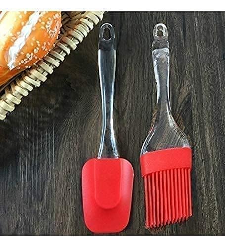 Silicone Oil Spatula and Basting Brush Set with Transparent Handles | Red Cooking, Baking, Grilling and Pastry Tools for Kitchen Use-image-15