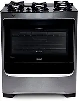 Fogão Consul 5 bocas cor Inox com mesa de vidro e grade de ferro fundido - CFS5VAR BIVOLT
