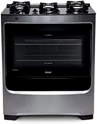 Fogão Consul 5 bocas cor Inox com mesa de vidro e grade de ferro fundido - CFS5VAR BIVOLT