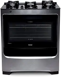 Fogão Consul 5 bocas cor Inox com mesa de vidro e grade de ferro fundido - CFS5VAR BIVOLT