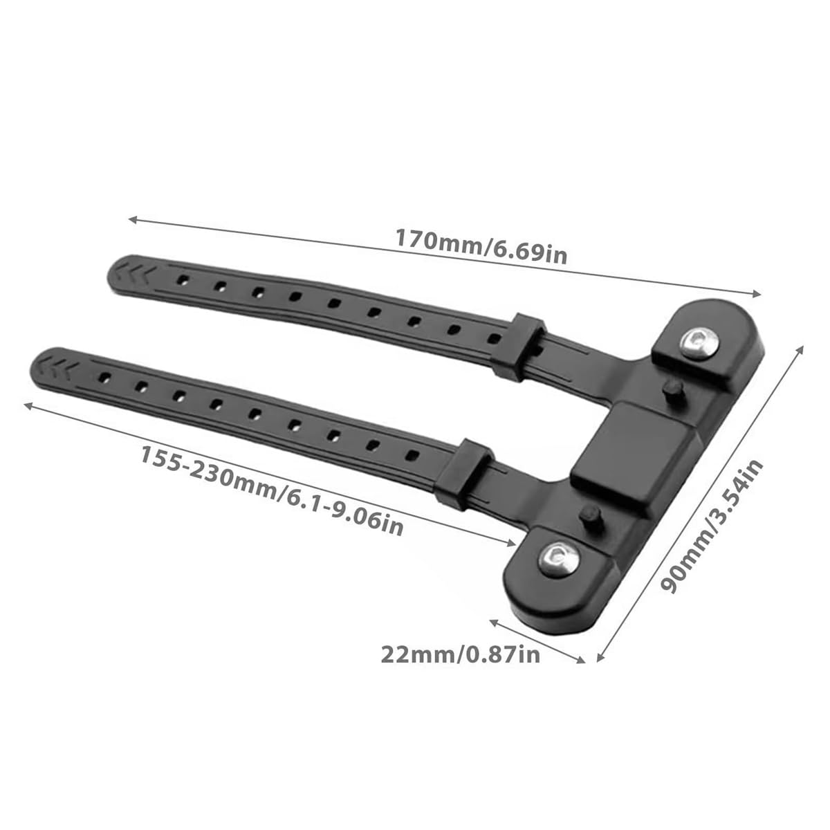 Pasek mocujący do koszyka na bidon, bidon, rower, hulajnogę, silikonowy, czarny, do rur o średnicy od 22 do 55 mm ze śrubami M5