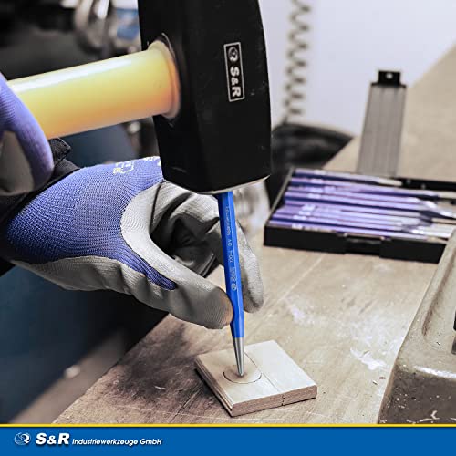 S&R Ankörner-Satz 4 tlg: 3, 4, 5, 6 mm, CrV-Stahl/MADE in GERMANY/geschmiedet und gehärtet, schlagfest, in stabiler Kunststoffbox