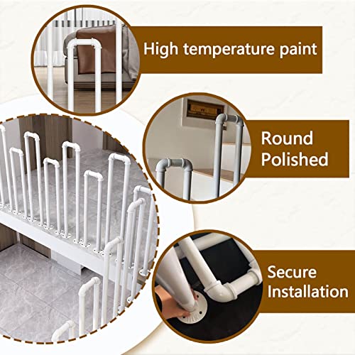 Rampe d'escalier blanche de 45cm pour marches en béton ou bois extérieur