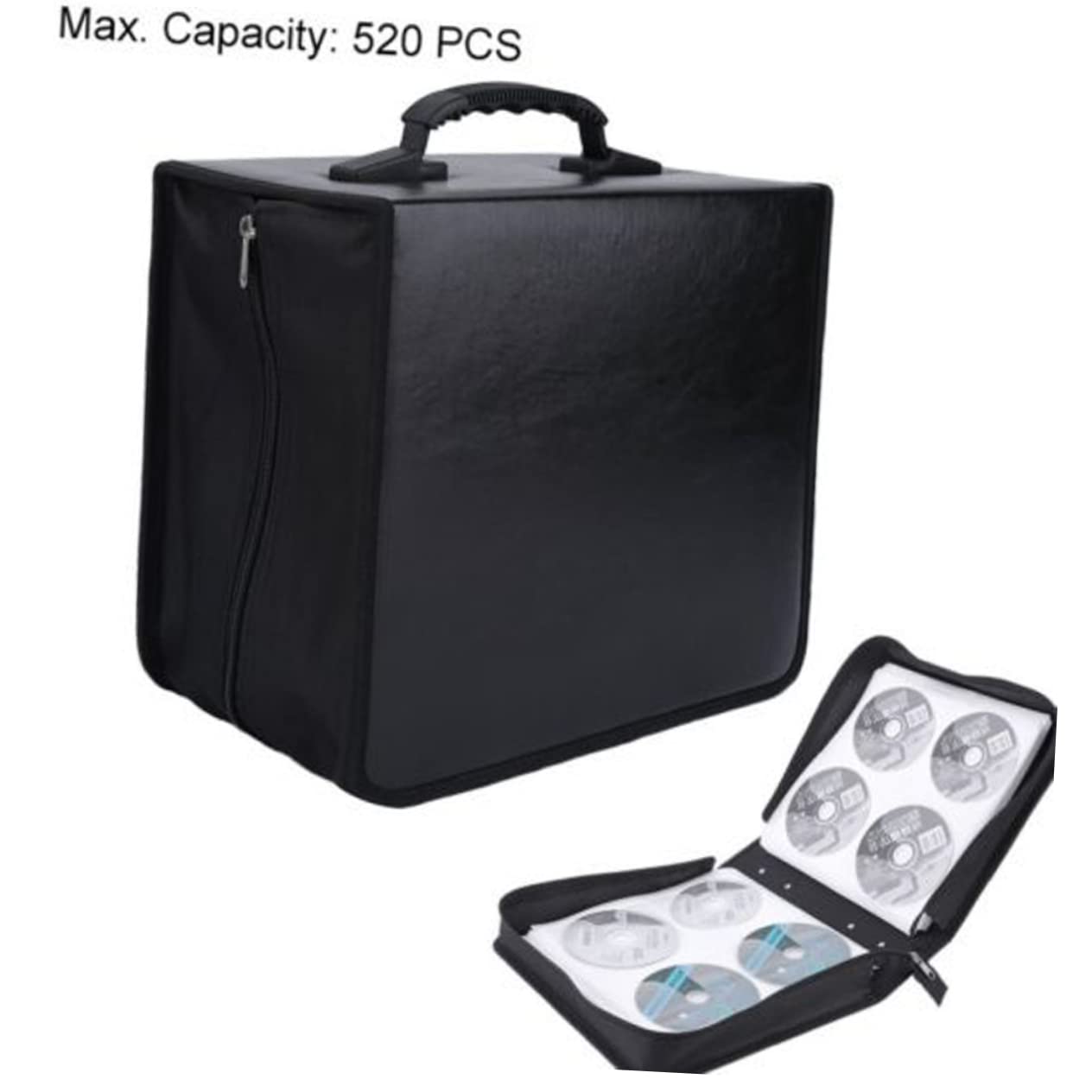 Cabilock Porta CD da Viaggio Grande Capacità, 360 Dischi, Nero, Chiusura a Zip, Organizer per Musica e Dvd in Casa e Auto