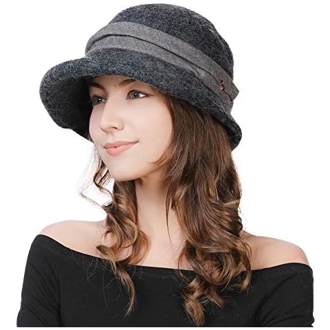 Sombrero de lana Fancet para mujer, ajustable y aplastable Cover