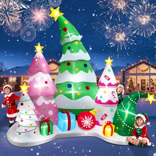 9.5FT Christmas Tree Set Inflatable with LED Light Kalolary Christmas Tree Inflatable Xmas Blow up Outdoor Decoration Holiday Yard Inflatables for Home Family Lawn Garden Holiday Party