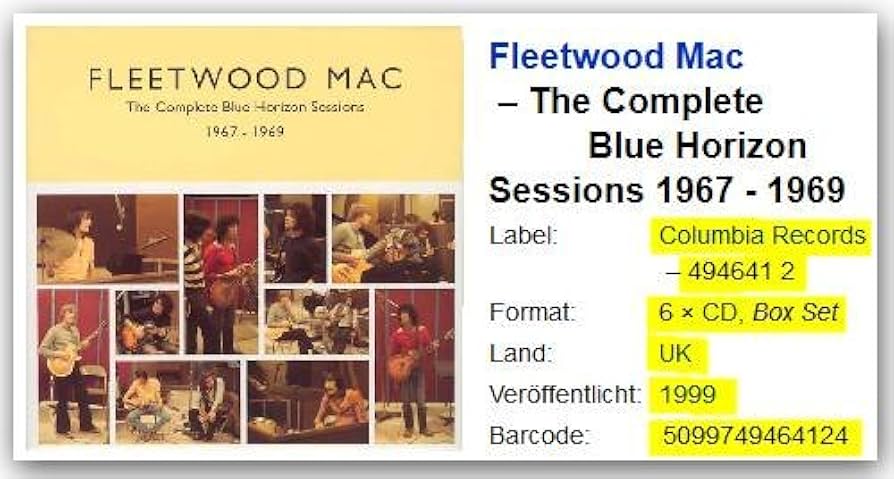 未開封品 フリートウッド・マック コンプリート・ブルー・ホライズン・セッションズ The Complete Blue Horizon Sessions 1967 - 1969: Amazon.co.uk