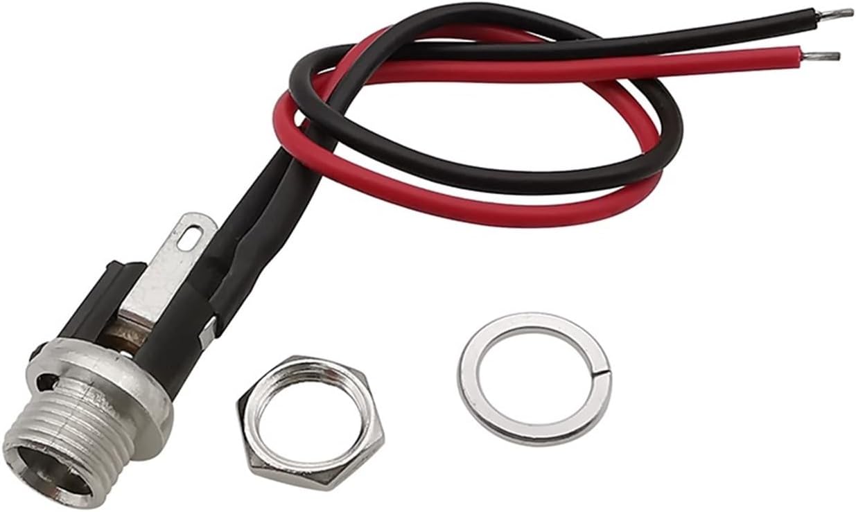 2/5Pcs DC-025M 5.5x2.1 mm DC Power Jack Socket Female Panel Mount Connector with Cable Wires 20AWG 10/15/20cm(15CM,5Pcs)