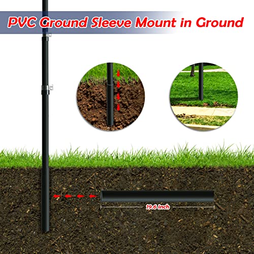 Ielyiesy Telescopic Black Flag Pole Kit 25Ft Height Adjustable Heavy Duty Aluminum Flagpoles With Two 3X5 American Flags & Black Ball Topper For Yard House Ground Residential Commercial #TOP3