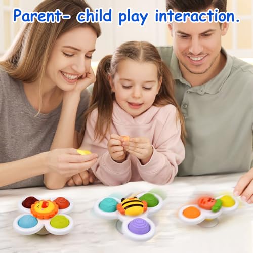 EOPUOZS Saugnapf Spinner Spielzeug, 3 Stück Saugnapf Spielzeug Baby, Spinner mit Saugnapf, Tischspielzeug Baby Saugnapf