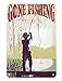AOYEGO Gone Fishing Tin Sign,Man Lake Grass Rod Hobby Outdoor Relax Fish Water Botanical Nature Vintage Metal Tin Signs for Cafes Bars Pubs Shop Wall Decorative Funny Retro Signs 8x12 Inch