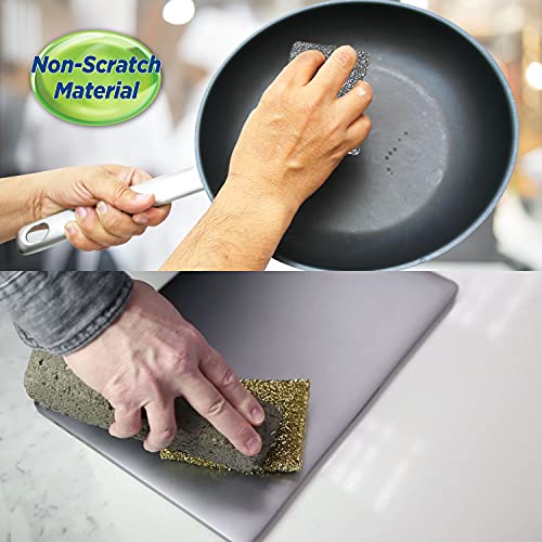 Dash Miracle Non-Scratch Scrub Pads For Clean Scrub Wash All Around Kitchen & Home Multi-Purpose Heavy Duty Scrub Sponge 8 Pack (Silver & Gold) #TOP3