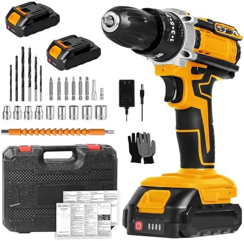 Electric Screwdriver (2026 New &amp; 3-in-1 Unit) Electric Drill Impact Driver, Small, Cordless, 21 V, Maximum 42 N.m; 25 + 3 Levels of Torque Adjustment, Unlimited Speed 1500 mAh Batteries, 2 Speed A