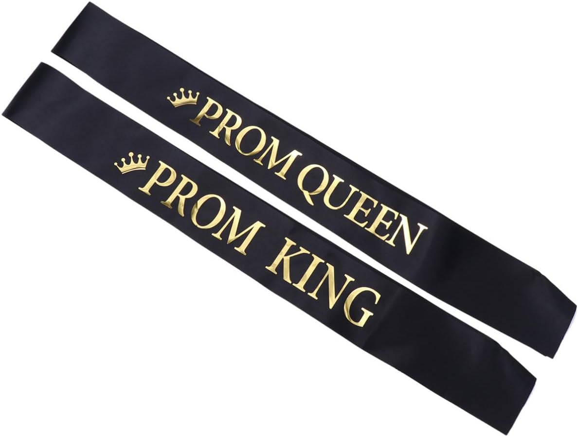 Stylish Black Cloth Etiquette Girdle 2pcs Graduation Shoulder Belt Easy to Put and Take, Reusable Party Supplies for Prom King and Queen for Graduation Ceremonies