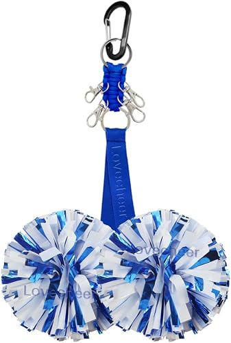 Lovecheer Pom Pom Holder for Cheerleader Backpack Straps Protect Pompoms and Cheer Bow Dual Purpose Adjustable Holder for Cheerleading Team Sports Accessory Gift