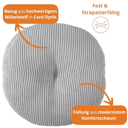 sleepling Bodenkissen grau 105 cm, Cord Meditationskissen Yogakissen Bodensitzkissen, Ökotex, Made in EU, hochwertiger Möbelstoff