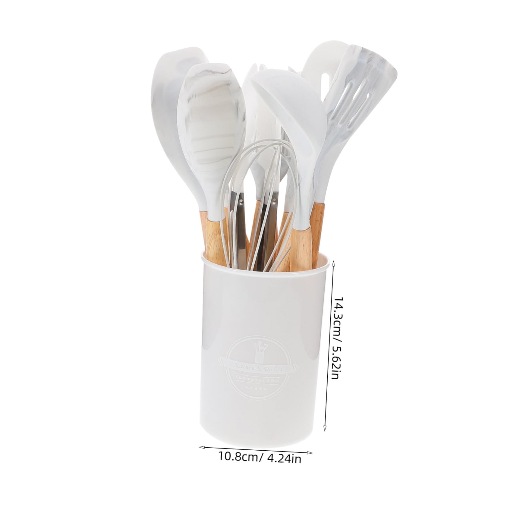 12pezzi Utensili Da Cucina Silicone Manici Legno e Contenitore Strumenti Antiadherenti Per Cottura Per Chef e Appassionati Di Cucina