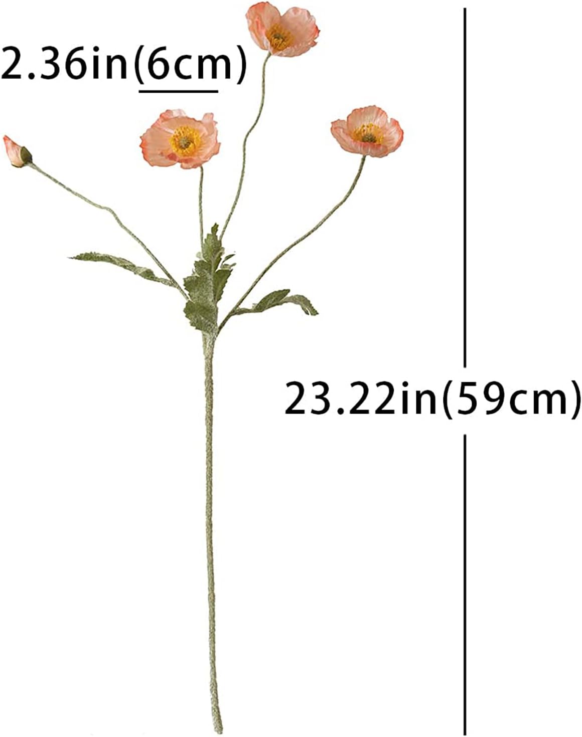 Artificial Flowers 6 Stems Poppy Silk Bouquet,for Wedding, Home, Party Decoration,Table Centerpiece Arrangement(Orange Pink 6pcs) - Image 4