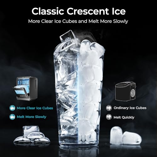 EUHOMY Halbmond-Eiswürfelbereiter, Arbeitsplatte, 15,9 kg/24 Stunden, 16 Stück in 12 Minuten, automatische Tiefenreinigung, Timer, tragbare halbmondförmige Eiswürfelmaschine mit kristallklaren 5 EUHOMY Halbmond-Eiswürfelbereiter, Arbeitsplatte, 15,9 kg/24 Stunden, 16 Stück in 12 Minuten, automatische Tiefenreinigung, Timer, tragbare halbmondförmige Eiswürfelmaschine mit kristallklaren