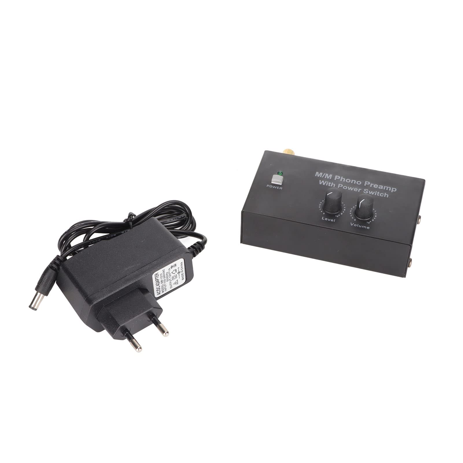 Wakects Preamplificador Phono RIAA, Previo para Tocadiscos, bajo Ruido Estéreo con Entrada y Salida, Ajuste de Ganancia, Adaptador DC 12V para Altavoces de Computadora y Portátil