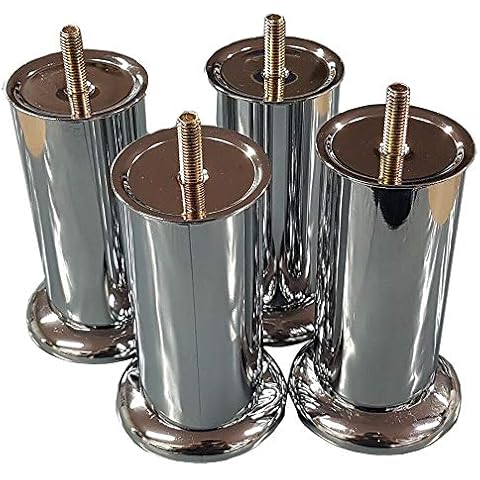 4 x Chrome Furniture Legs/Feet 120mm for Sofas Beds Chairs Stools Cabinet Glides M8 Cover
