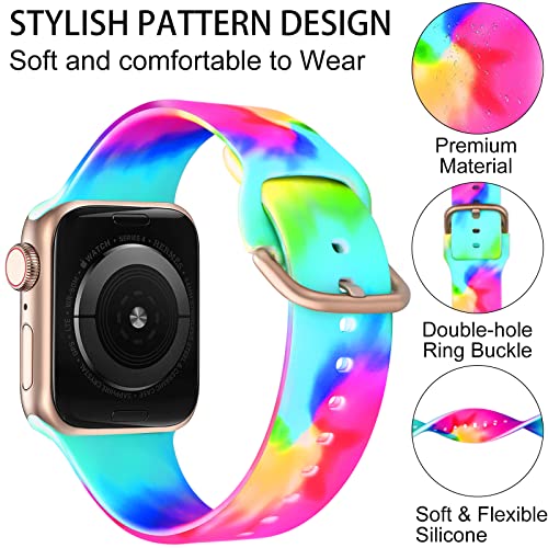 Image of ACESTAR Double Sided Band Compatible with Apple Watch Band 49mm 46mm 45mm 44mm 42mm(Series 3), Silicone Strap for iWatch Ultra 3 /Ultra 2 /Ultra /SE 2 /SE /Series 11 10 9 8 7 6 5 4 3 2 1, Tie Dye E