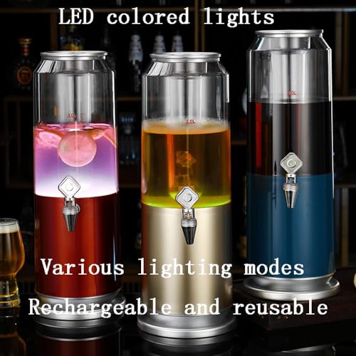 Dispensador de torre de cerveza con núcleo de hielo y luz LED, barril de mesa de 3 litros de capacidad para fiestas en el hogar y bares