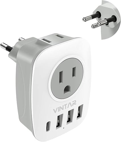 Miniatura 7 de Adaptador de 3 clavijas a 2 clavijas, adaptador de enchufe VINTAR US a Japón con 2 tomacorrientes, 3 puertos USB y 1USB-C, divisor extensor de