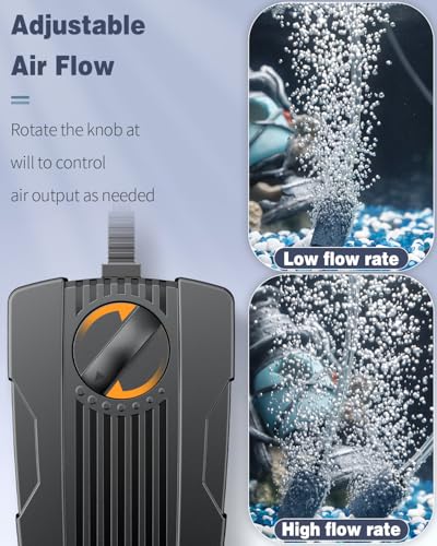 Image of Pawfly Aquarium Air Pump Oxygen Pump for 10-200 Gallon Fish Tanks Buckets Dual Outlet Adjustable Ultra Quiet Aerator Pump with Accessories
