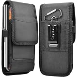 Takfox Phone Holster for Samsung Galaxy S25 Ultra S24 Plus S23 S22 S21 FE S20 Note 20 A35 A16 A15 A14 A36 A56, Moto G Stylus 5G Nylon Cell Phone Belt Clip Holster Carrying Pouch w Card Holder,Black