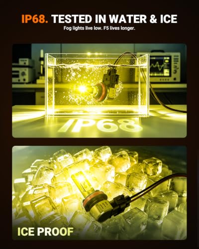 Image of SEALIGHT H11 /H8 /H16 Amber Yellow Fog Bulbs, 12000LM 3000K-2 Pack, for SUV