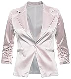 zara pink jacket dress angenehmes Material Eleganter Damenblazer Blazer Baumwolle Jäckchen Business Freizeit Party Jacke in 26 Farben 34 36 38 40 42, Farbe:Rosa Metallic;Größe:M-38