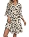 Zeagoo Sommerkleider Damen 3/4 Ärmel V-Ausschnitt Blumenkleid Casual Strandkleid A-Linie Knielang Gestuftes Kleider Floral C 2XL