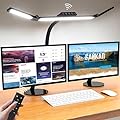 LIFENGSOLER Led Desk Lamp with Clamp,3-Head Adjustable Desk Light for Office Home,Eye Caring Architect Lamp with Seating Induction,24W 2200LM Modern Table Lamps for Office,Study,Drafting