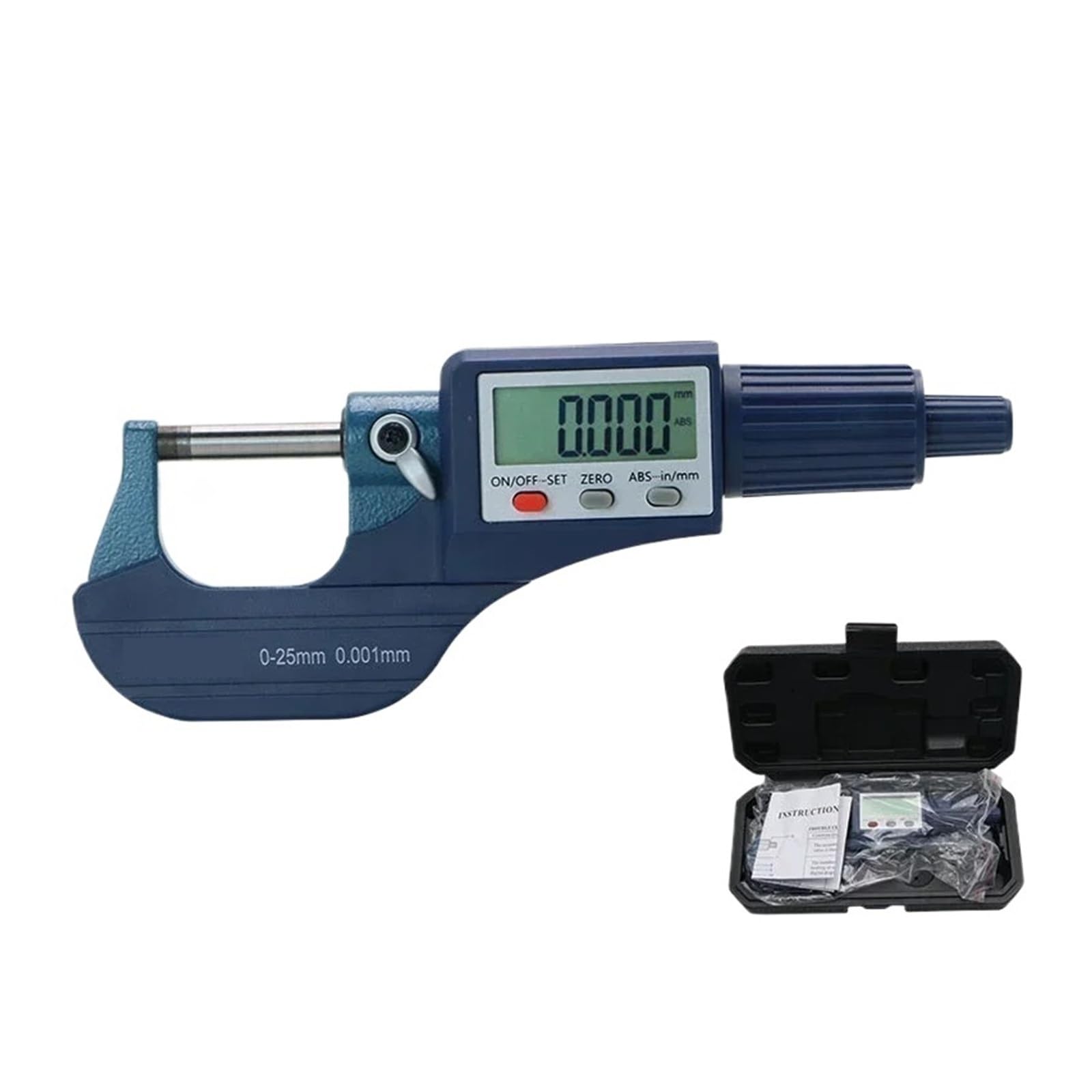 Micrómetro exterior Digital de 0-25/25-50/50-75/100mm micras, calibre micrométrico electrónico, calibrador de herramientas digitales de 0.001 Mm Múltiples modos de medición(0-25MM)