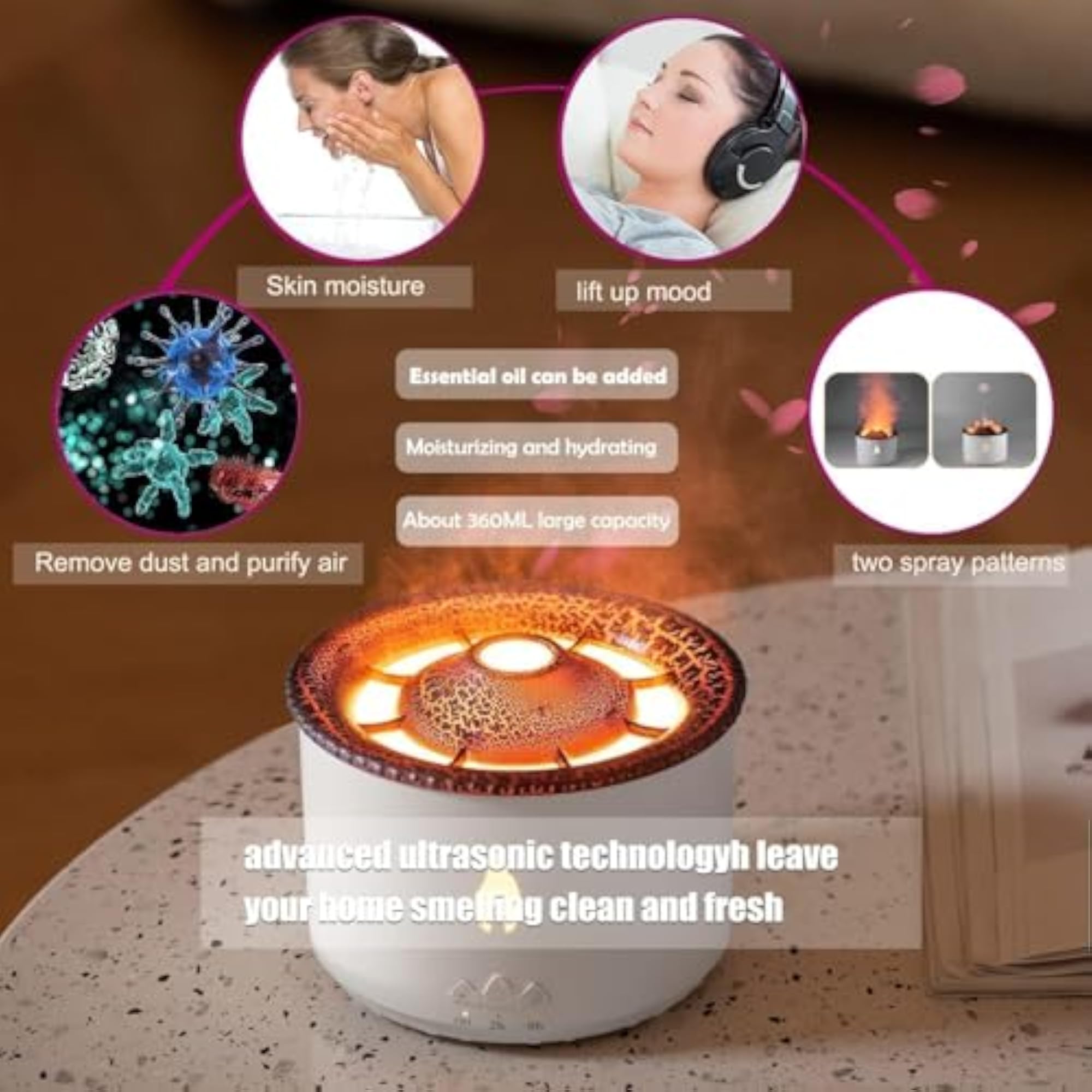 Essential Ultrasonic Aromatherapy Diffuser with Night Light