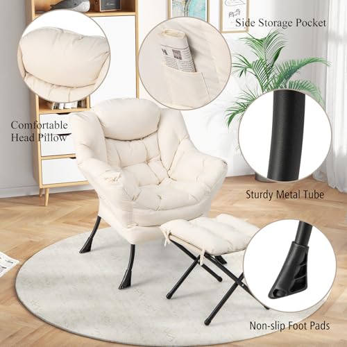 HOMASIS Sillón Relax Reclinable Orejero, Butaca de Salón de Lectura con Bolsillo Lateral para Dormitorio, Oficina, Soporta hasta 150 kg, 81x75x94,5cm - imagen 6