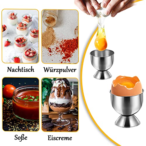 Foto von thirei Eierbecher Rostfreier Stahl 6 Stück, Eierhalter Set,Tablett Frühstück Egg Cup Halter, Kleine Weinglasform