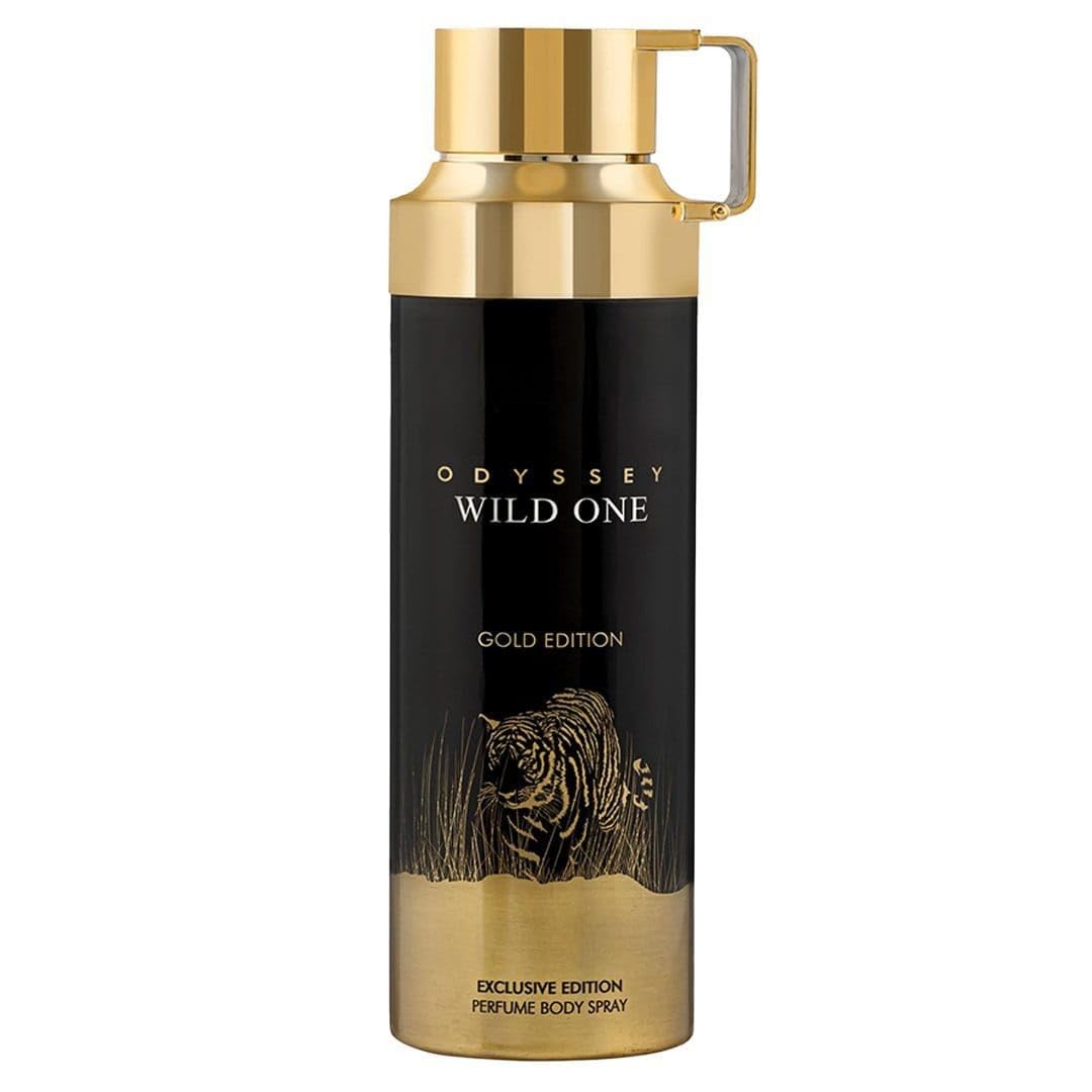 New Odyssey Wild One Gold Edition Exclusive Perfume Body Spray, Black and Gold 200ml-image-24