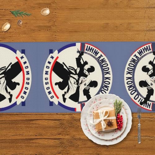 Chemin de table imprimé Taekwondo pour table de repas ou mariage thématique